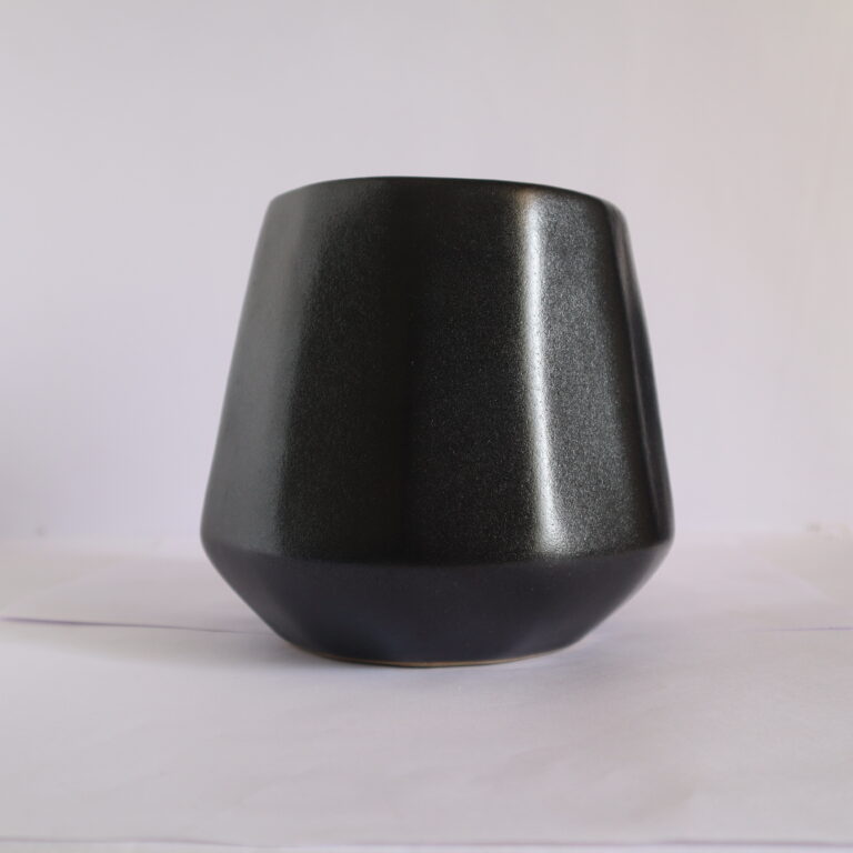 Cone Black Ceramic Pot (Small)