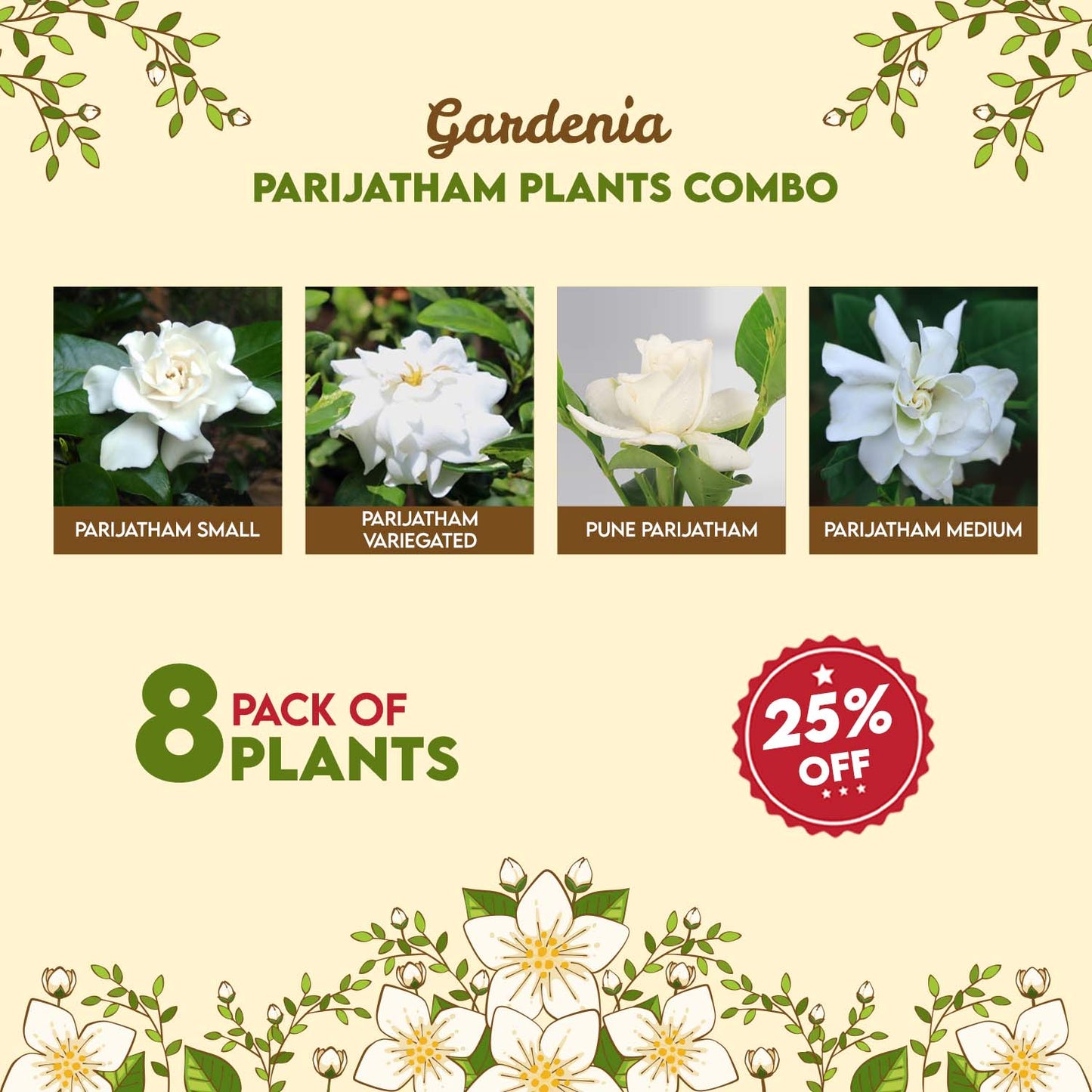 Gardenia – Parijatham plants combo