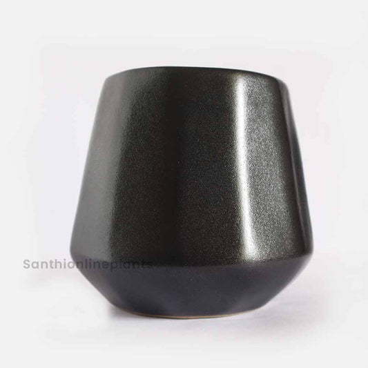 Cone Black Ceramic Pot (Small)