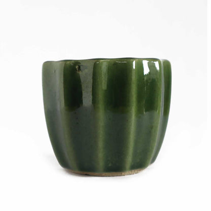 Line Green Ceramic Pot (Small)