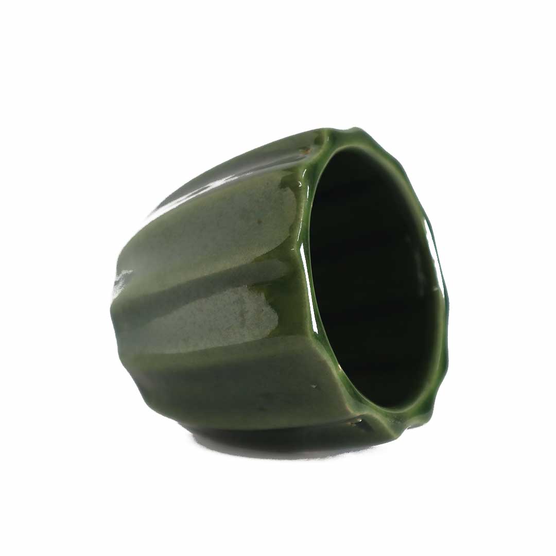 Line Green Ceramic Pot (Small)