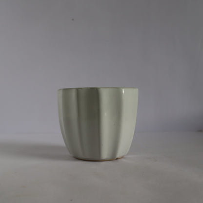 Line White Ceramic Pot (Small)
